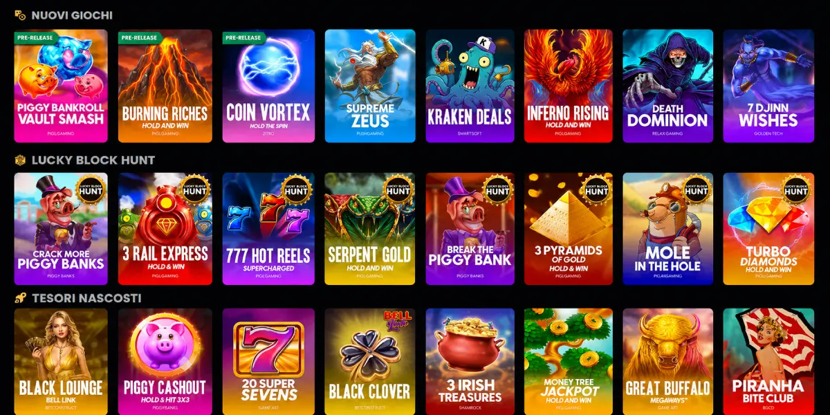 Nuovi giochi e slot machine su Lucky Block Casino